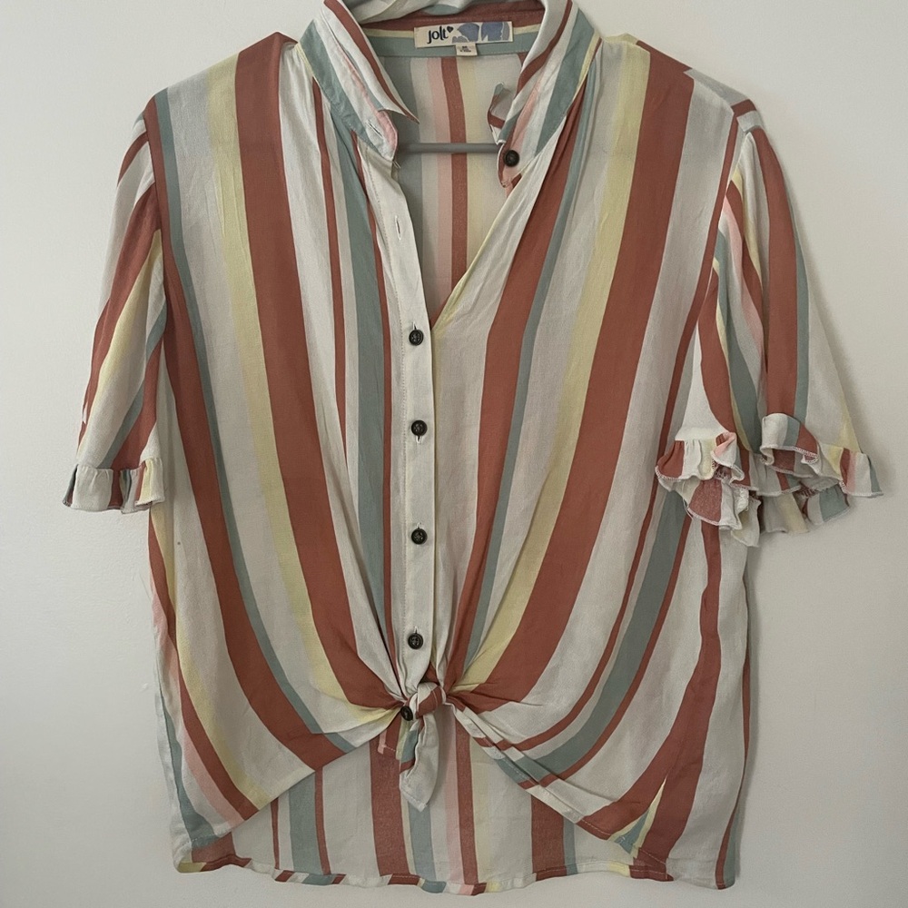 Jolt Striped Shirt in Terracotta, Sage & Cream